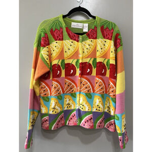 Maximalist Dopamine Dressing Vintage 80s Cottagecore Artsy Sweater Sz-S Fits M/L